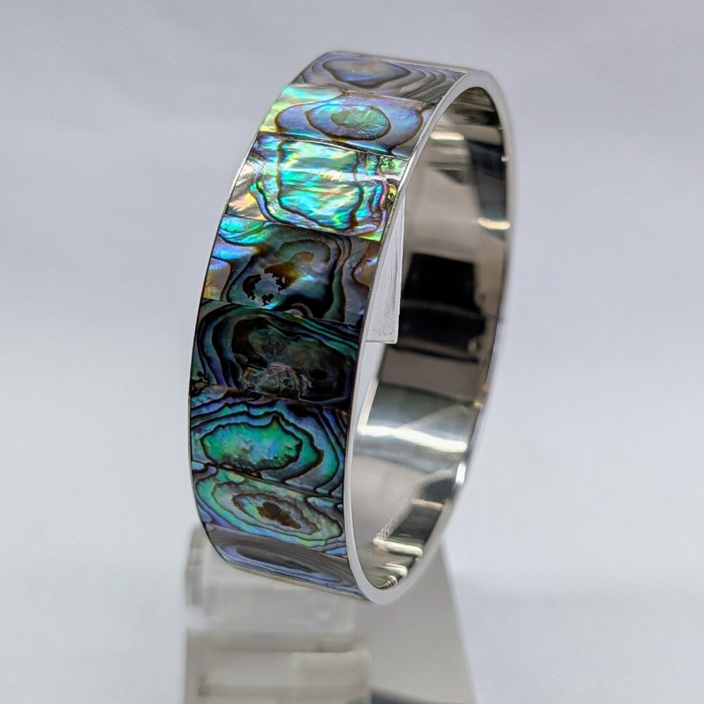 Abalone Shell Inlay Bangle Bracelet - image 7